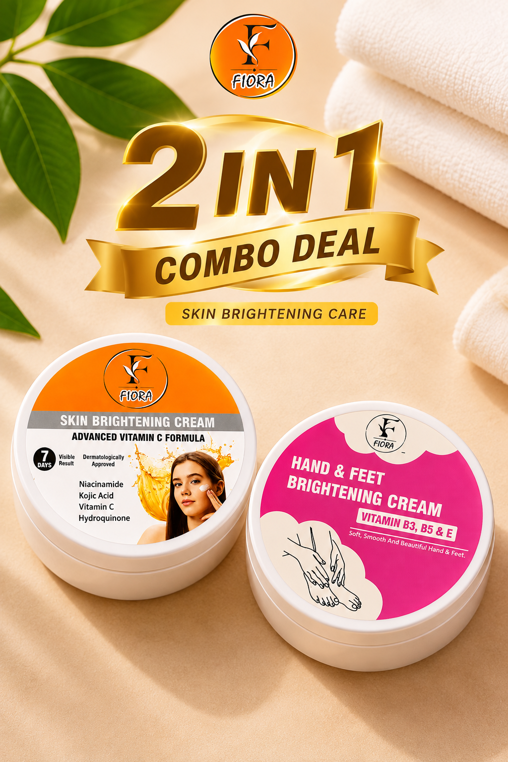 Fiora 2-in-1 Skin Brightening Combo – Face, Hands & Feet Care